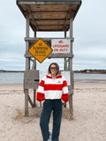 Shark - Ladies White/Red Stripe Rugby Sweatshirt
