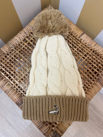 Pom Pom Knit Beanie - Tan