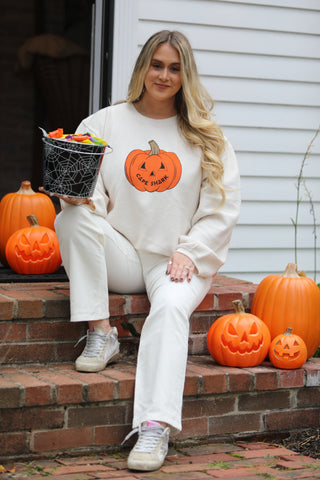 Pumpkin - Unisex Ivory Corduroy Crewneck