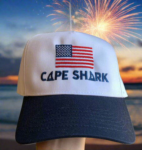 Snapback - White/Navy - USA Flag
