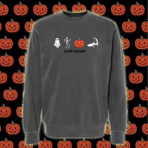 Halloween Glow in the Dark Icons 👻💀🎃🦈 - Unisex Pepper Crewneck