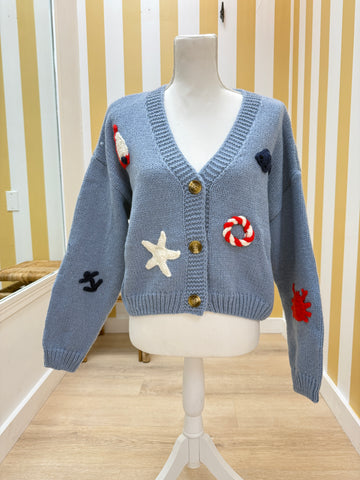Coastal Knit Cardigan - Blue