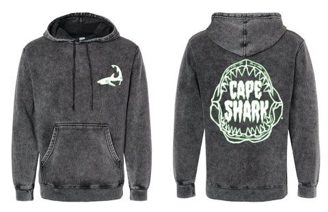 Spooky Jaw - Glow in the Dark - Unisex Mineral Wash Black Hood