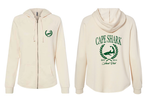 Shark Club - Ladies Ivory Zip Hood