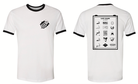 10 Year Anniversary of Cape Shark - Unisex White/Black Ringer T-Shirt