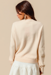 CapeCodBlonde - Sequin Bow Sweater - Cream