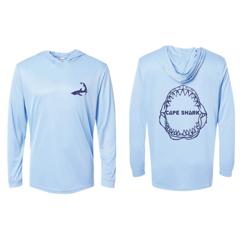 Jaw - Unisex Blue UPF50 Long Sleeve Hood