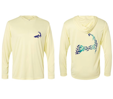 Cape Cod Sharks - Unisex Yellow UPF50 Long Sleeve Hood