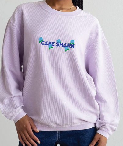 Cape Shark Hydrangea - Unisex Lilac Corduroy Crewneck
