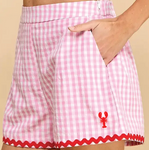 Lobster - Ladies Ricrac Short - Pink Gingham