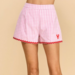 Lobster - Ladies Ricrac Short - Pink Gingham