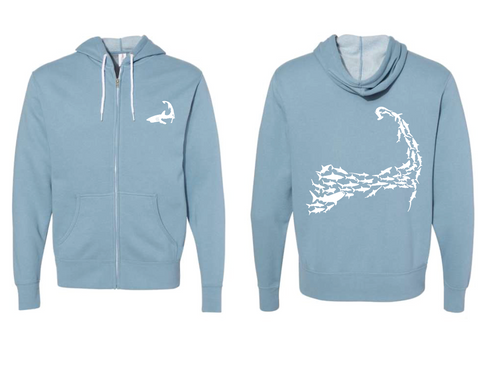 Cape Cod Sharks - Unisex Light Blue Zip Hood
