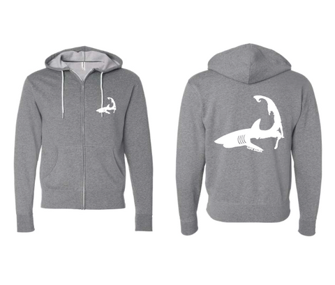 Shark - Unisex Heather Gray Zip Hood