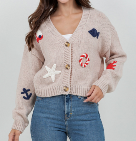 Coastal Knit Cardigan - Sand