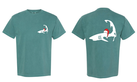 Santa Shark - Unisex Emerald Green T-Shirt