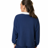 Cape Shark - Ocean Knit Ladies Navy/White Stripe Long Sleeve