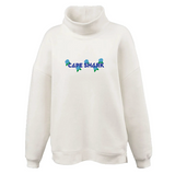 Hydrangea - Unisex White Roll Neck Sweatshirt w/ pockets