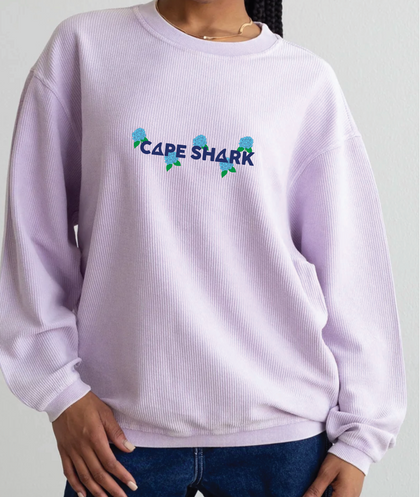Cape Shark Hydrangea - Unisex Lilac Corduroy Crewneck