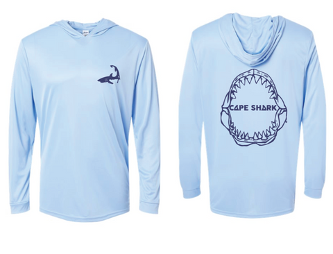 Jaw - Youth Blue UPF50 Long Sleeve Hood