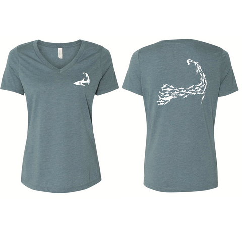 Cape Cod Sharks - Ladies Heather Slate Blue T-Shirt