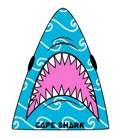 Pattern Sticker - Shark Head - BlueWaves/Pink